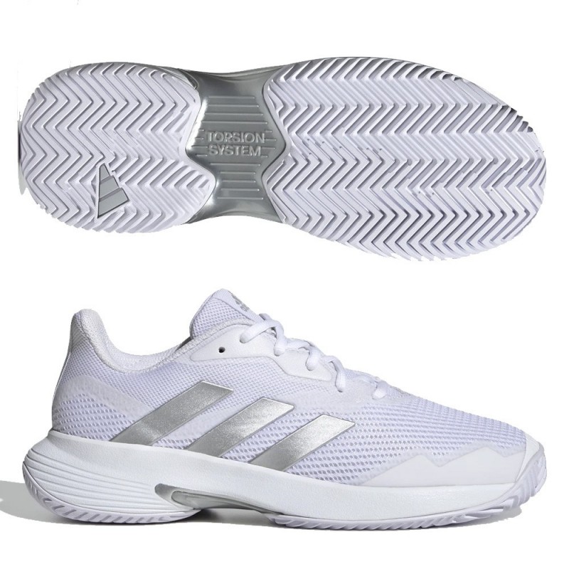 Padelschoenen Adidas Courtjam Control W wolk wit zilver metallic 2022