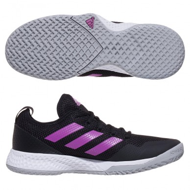 Padelschoenen Adidas Courtflash W core black semi pulse lilac 2022