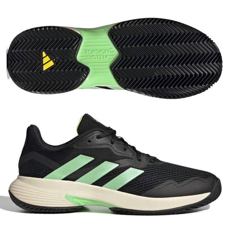 padelschoenen Adidas Courtjam Control M kleikern zwart balk groen geel 2022