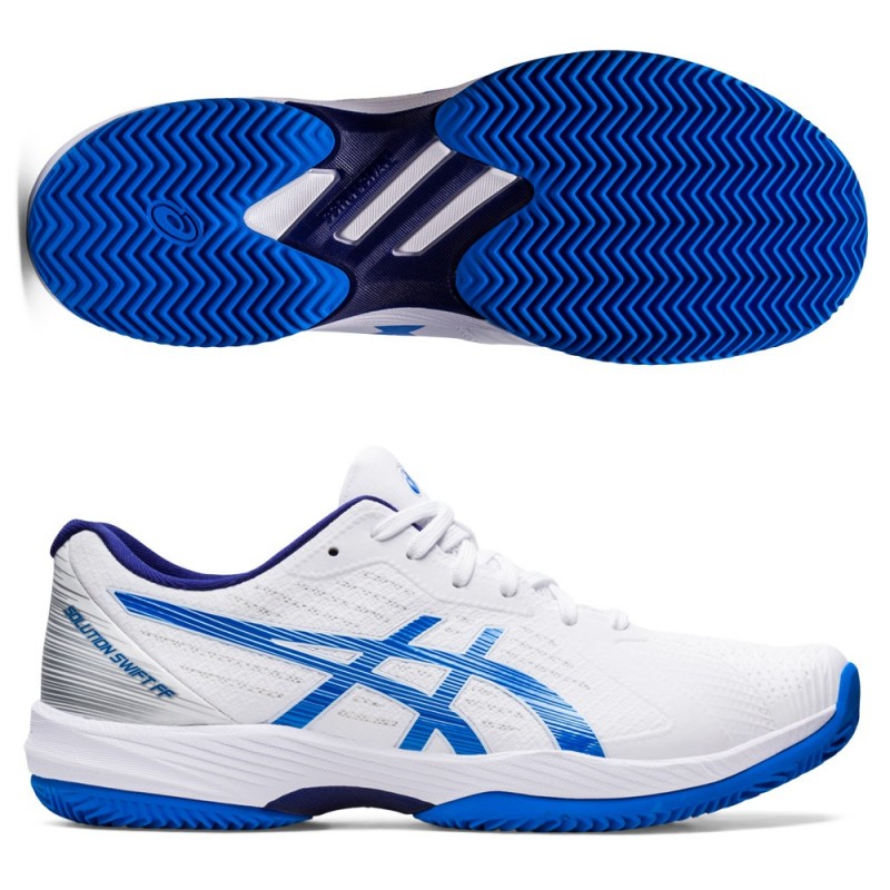 Asics Solution Swift FF Clay wit elektrisch blauw Asics Solution Swift FF Clay wit elektrisch blauw