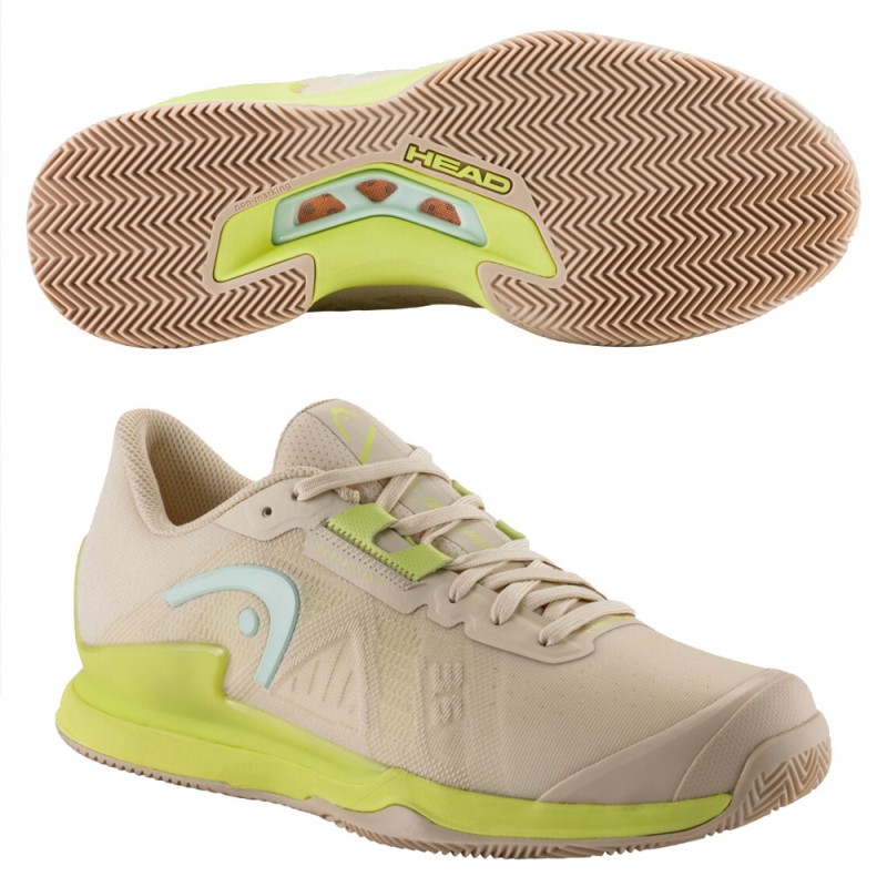 padelschoenen Head Sprint Pro 3.5 Clay macadamia lime 2023 padelschoenen Head Sprint Pro 3.5 Clay macadamia lime 2023