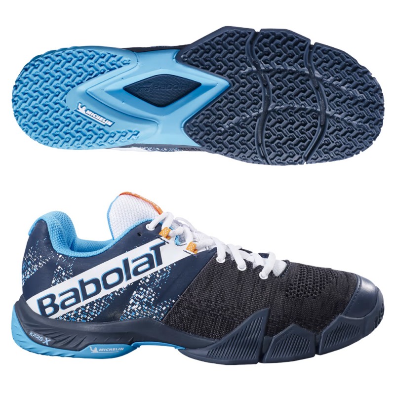 Padelschoenen Babolat Movea Heren grijs scuba blauw 2023 Padelschoenen Babolat Movea Heren grijs scuba blauw 2023