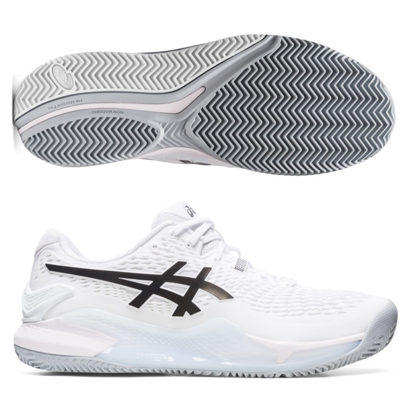 Padelschoenen Asics Gel Resolution 9 Clay white black Padelschoenen Asics Gel Resolution 9 Clay white black