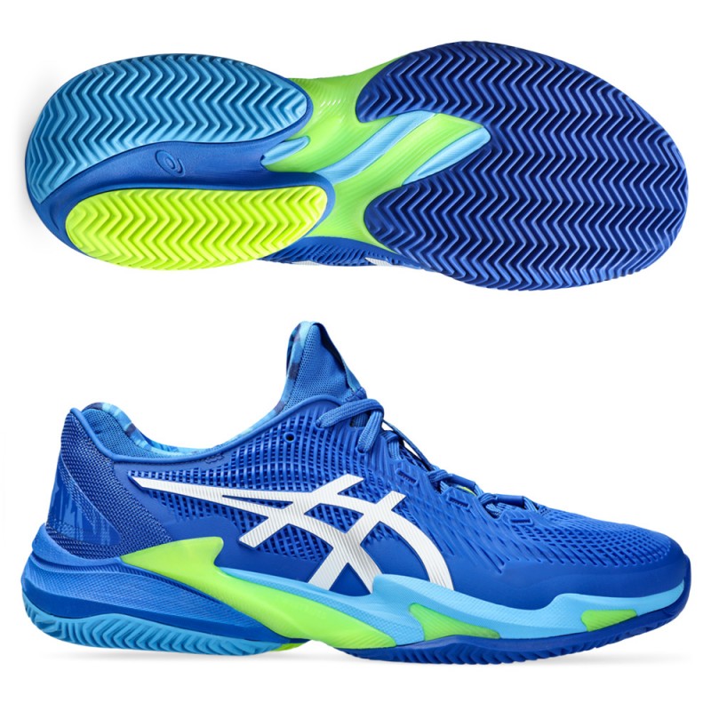 Padelschoenen Asics Court FF 3 Novak Clay tuna blue white Padelschoenen Asics Court FF 3 Novak Clay tuna blue white