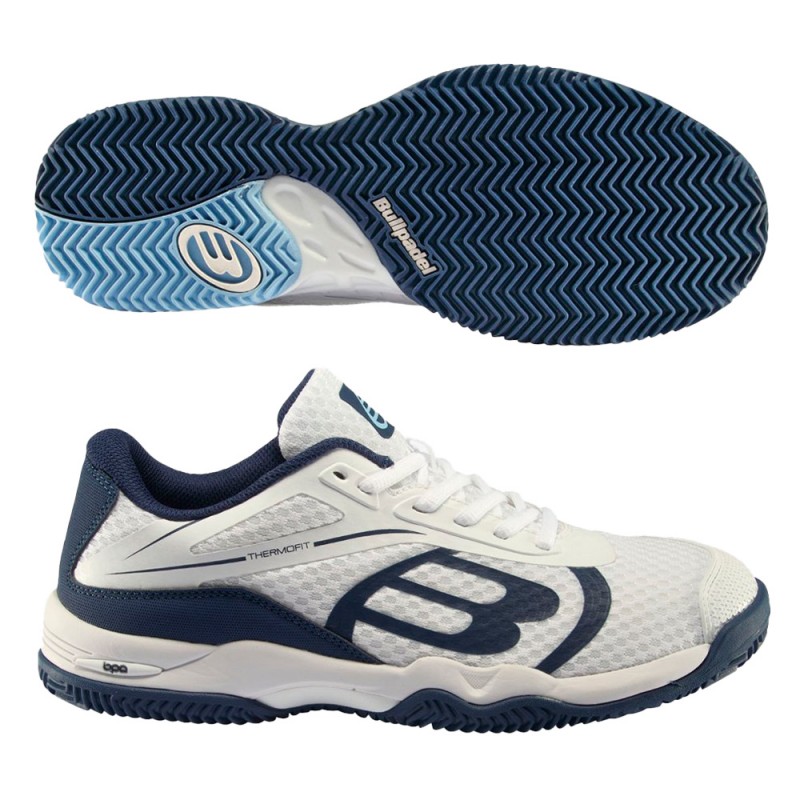 Padelschoenen Bullpadel Beker 23I witte marineblauwe Padelschoenen Bullpadel Beker 23I witte marineblauwe