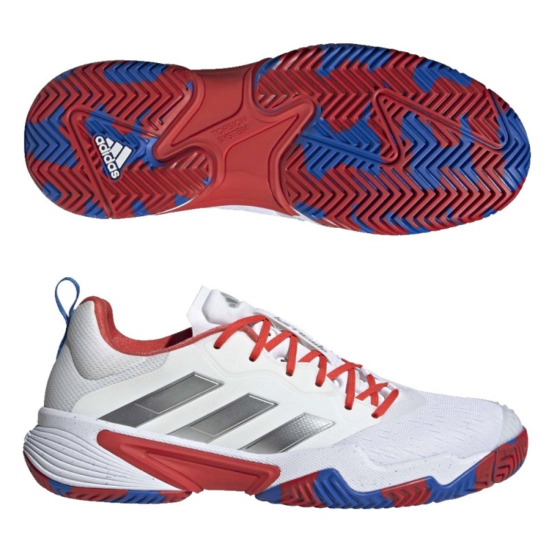 Padelschoenen Adidas Barricade FMT M wit zilver 2023 Padelschoenen Adidas Barricade FMT M wit zilver 2023
