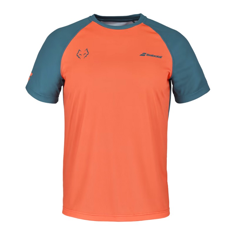 T-Shirt Babolat met ronde hals Lebron oranje donkerblauw T-Shirt Babolat met ronde hals Lebron oranje donkerblauw