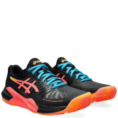 Asics Gel Challenger 14 Padel black blazing coral heren 2024