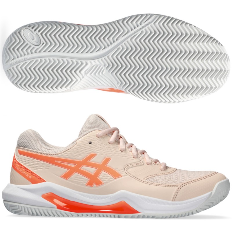 Asics Gel Dedicate 8 Clay pearl pink sun coral dames 2024 Asics Gel Dedicate 8 Clay pearl pink sun coral dames 2024