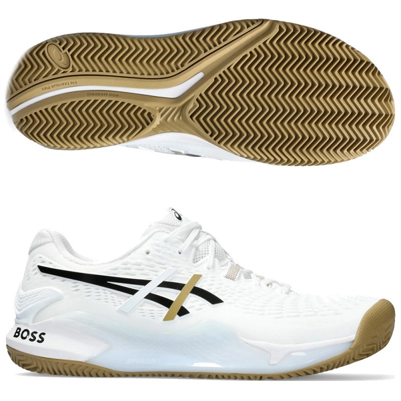 Asics Gel Resolution 9 Clay white black heren 2024 Asics Gel Resolution 9 Clay white black heren 2024
