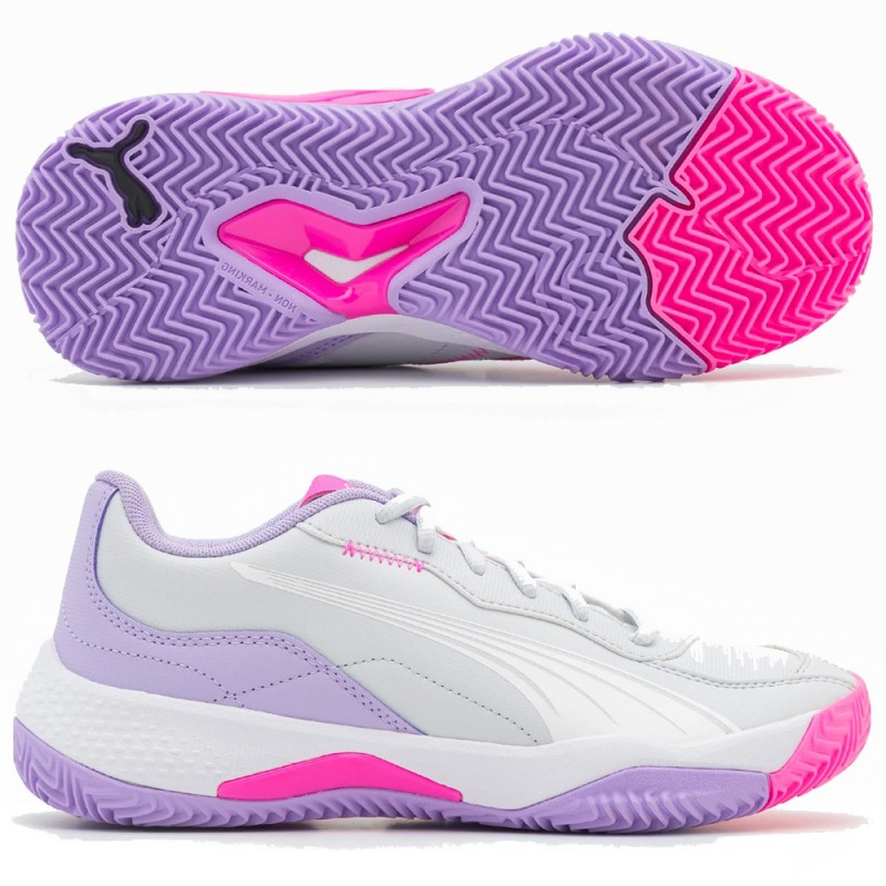 Puma NOVA Smash Wn's silver mist white vivid violet dames 2024 Puma NOVA Smash Wn's silver mist white vivid violet dames 2024