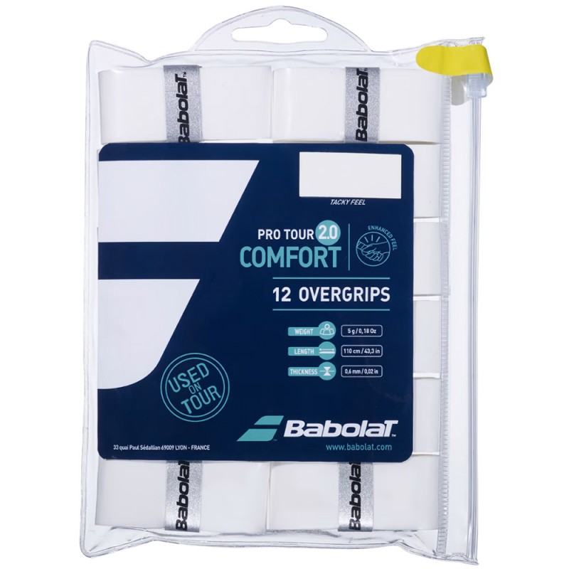 Babolat overgrips Pro Tour 2.0 x12 witte Babolat overgrips Pro Tour 2.0 x12 witte