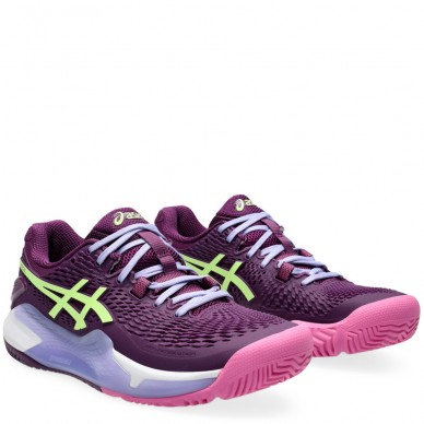 Asics Gel Resolution 9 Padel deep mauve lime green dames 2024