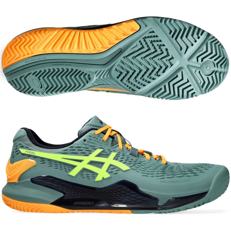 Asics Gel Resolution 9 Padel celadon safety yellow heren 2024 Asics Gel Resolution 9 Padel celadon safety yellow heren 2024