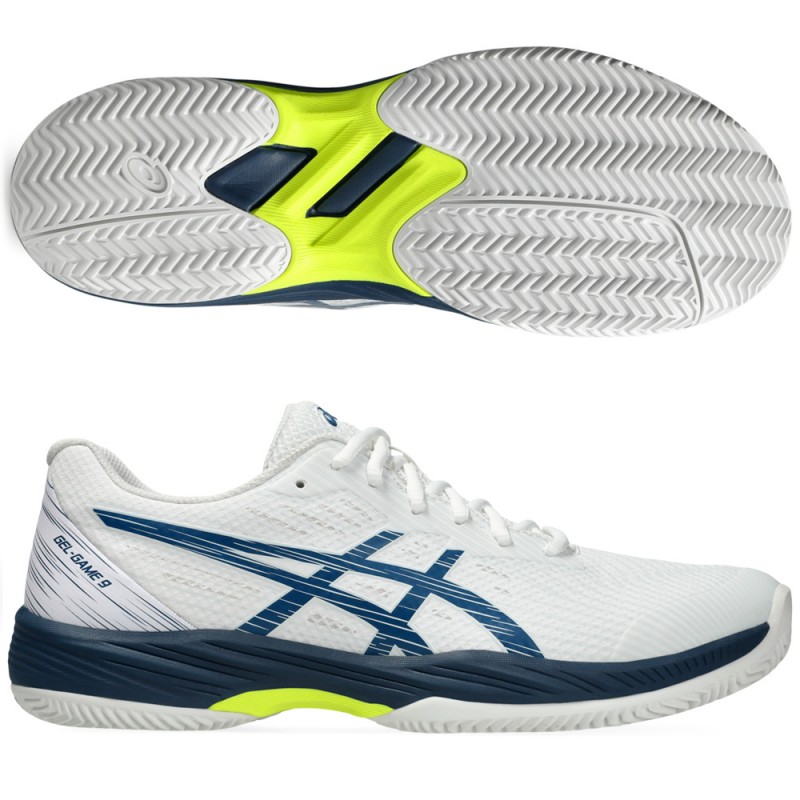 Asics Gel Game 9 Clay white mako blue heren 2024 Asics Gel Game 9 Clay white mako blue heren 2024