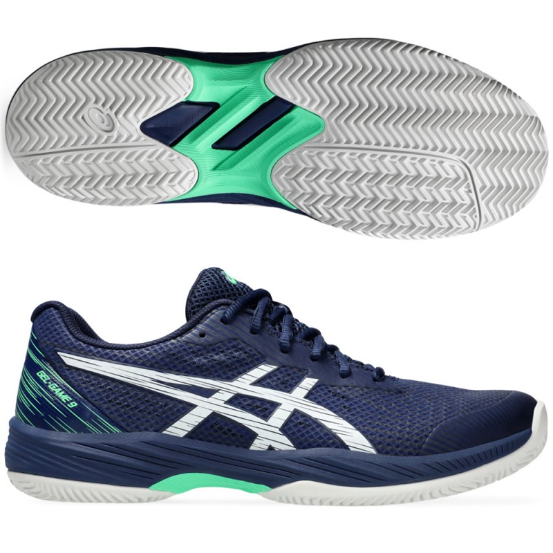 Asics padel schoenen Gel Game 9 Clay blauwe wit Zona de Padel