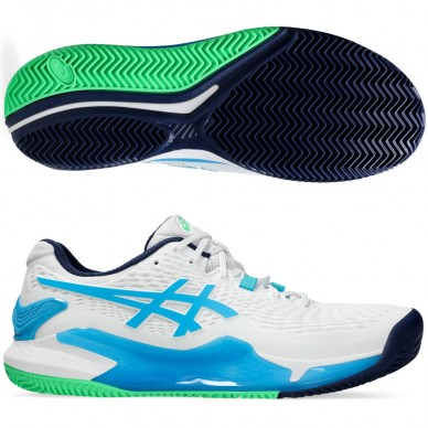 Asics Gel Resolution 9 Clay white digital aqua heren 2024