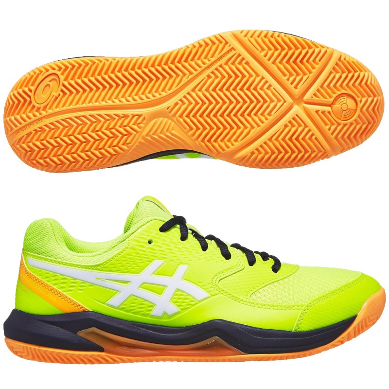 Asics Gel Dedicate 8 Padel safety yellow white heren 2024 Asics Gel Dedicate 8 Padel safety yellow white heren 2024
