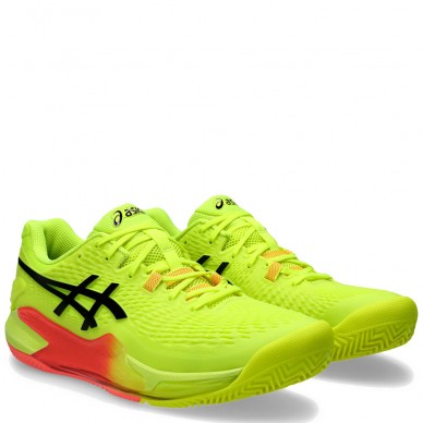 Asics Resolution 9 Clay Paris safety yellow black heren 2024