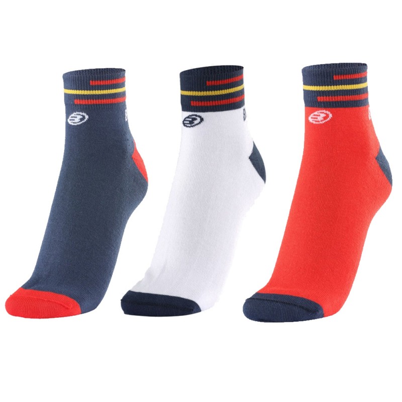 Bullpadel BP-FEP2205 sokken pakket van 3 blauw wit rood Bullpadel BP-FEP2205 sokken pakket van 3 blauw wit rood
