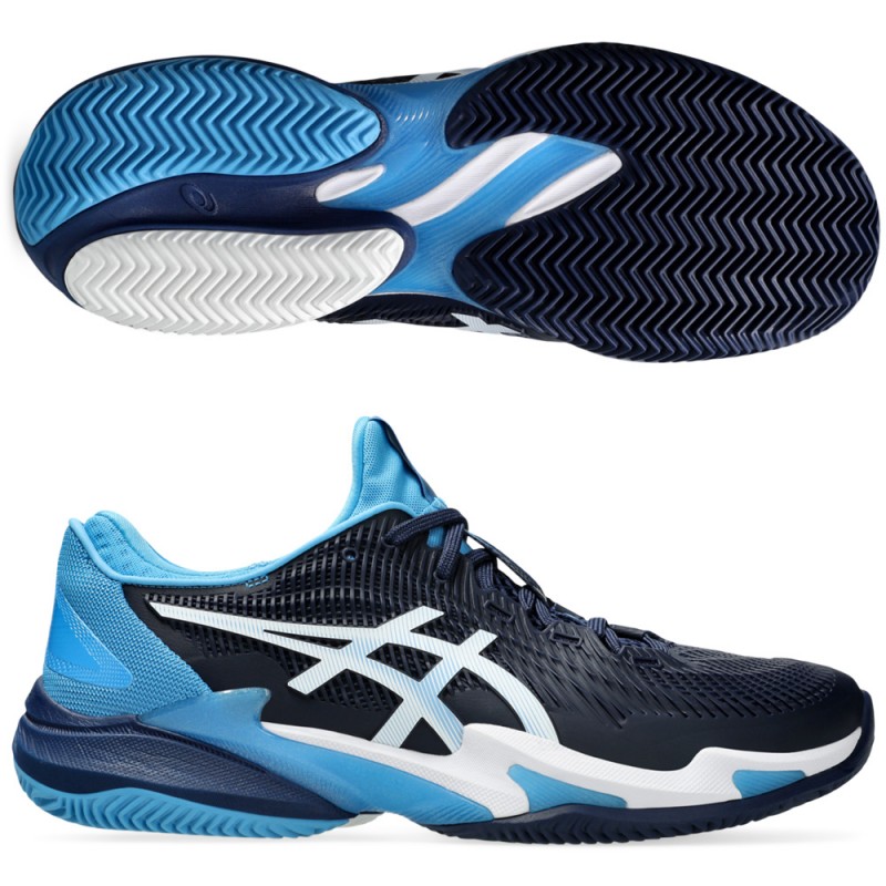 Asics Court FF 3 Novak Clay blue white heren 2024 Asics Court FF 3 Novak Clay blue white heren 2024