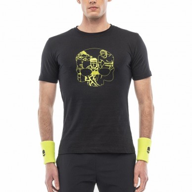 Hydrogen Sketch marineblauw fluor geel t-shirt
