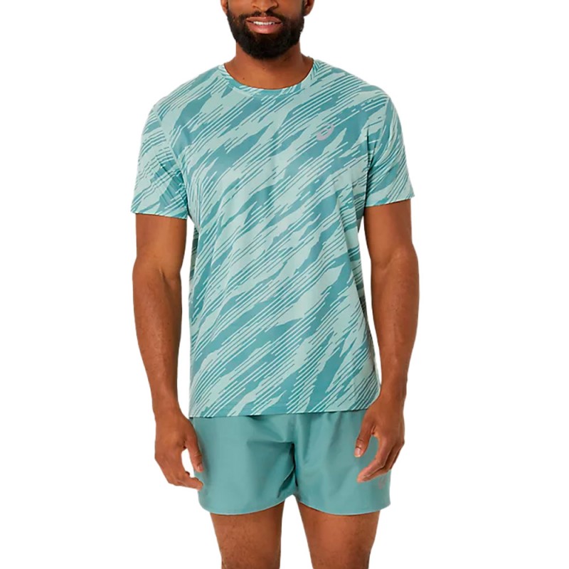 Asics Core All over Print SS Top oasis groen T-shirt Asics Core All over Print SS Top oasis groen T-shirt