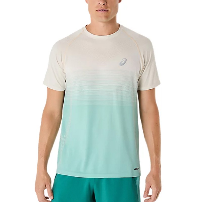 Asics Seamless SS Top wit groene T-shirt Asics Seamless SS Top wit groene T-shirt