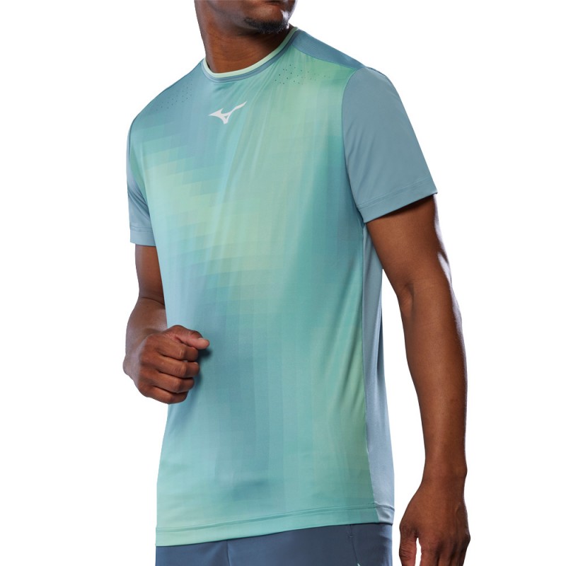 Mizuno Tennis Shadow Graphic Tee blauw t-shirt Mizuno Tennis Shadow Graphic Tee blauw t-shirt
