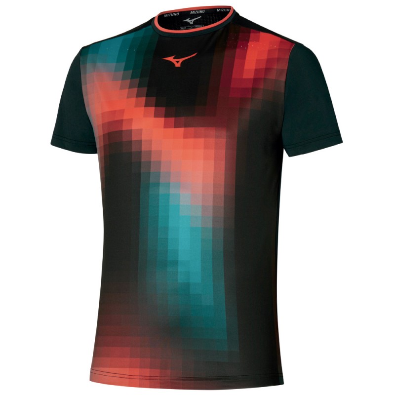 Mizuno Tennis Shadow Graphic Tee zwart rood T-shirt
