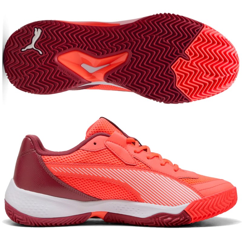 Puma Nova Court rode donkere karmozijnrode padelschoenen 2025 Puma Nova Court rode donkere karmozijnrode padelschoenen 2025