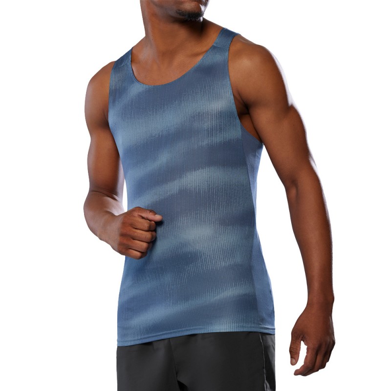 Mizuno Dryaeroflow Graphic Tank blauwe T-shirt Mizuno Dryaeroflow Graphic Tank blauwe T-shirt