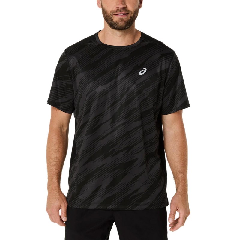 Asics Core All over Print SS Top zwarte T-shirt Asics Core All over Print SS Top zwarte T-shirt