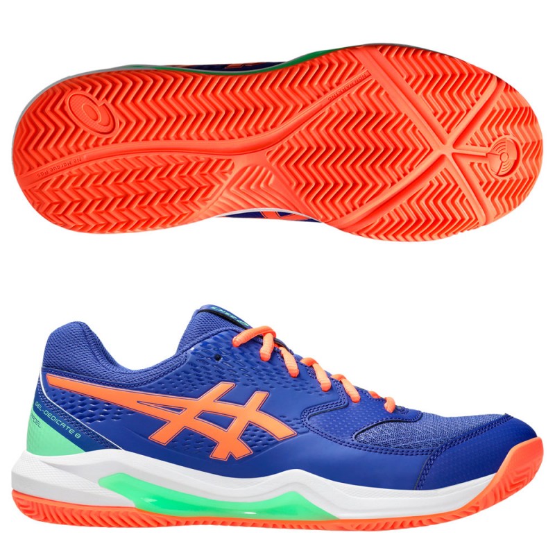Asics Gel Dedicate 8 Padel dark cobalt vivid coral heren 2025 Asics Gel Dedicate 8 Padel dark cobalt vivid coral heren 2025
