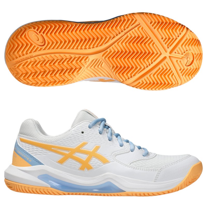 Asics Gel Dedicate 8 white orange glow dames 2025