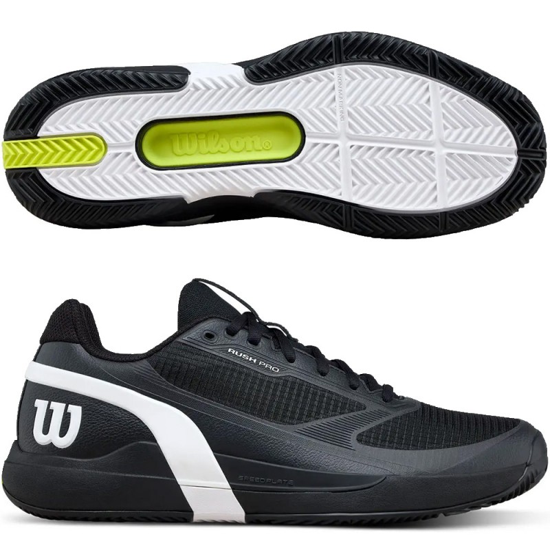 Wilson Rush Pro 5 Clay black white heren 2026