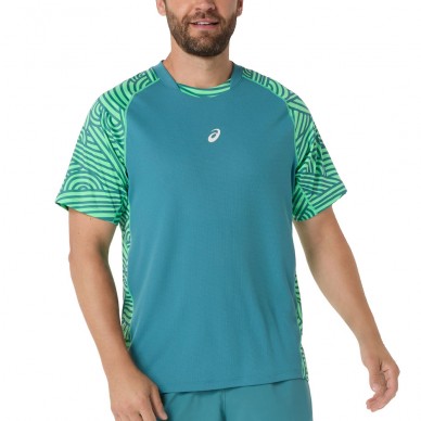 Asics Court All Over Print SS Top blauwgroen t-shirt