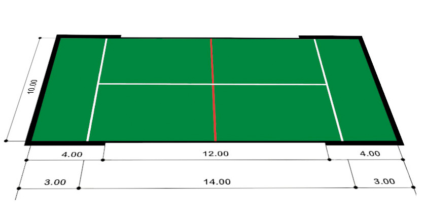 Afmetingen van een padelbaan, officiële voorschriften